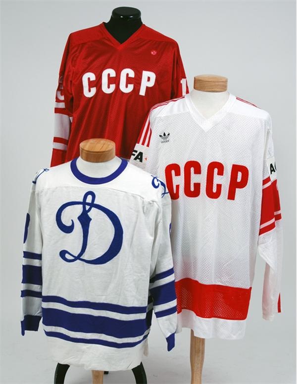 - Game Worn Soviet Game Worn Jersey Lot (3)