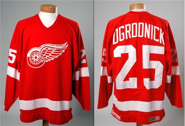 - 1986-87 John Ogrodnick Detroit Red Wings Game Worn Jersey