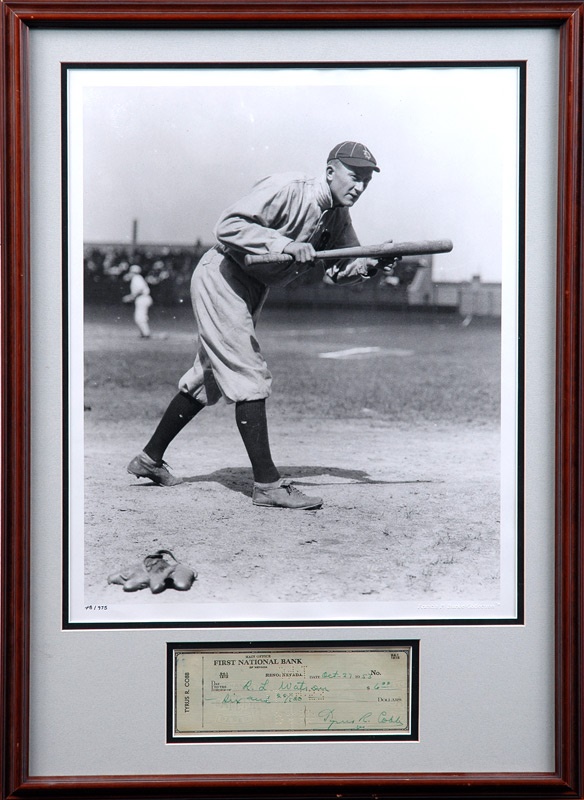 Baseball Autographs - Ty Cobb Signed Check Display