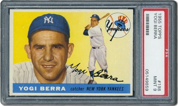 - 1955 Topps #198 Yogi Berra PSA 9 Mint
