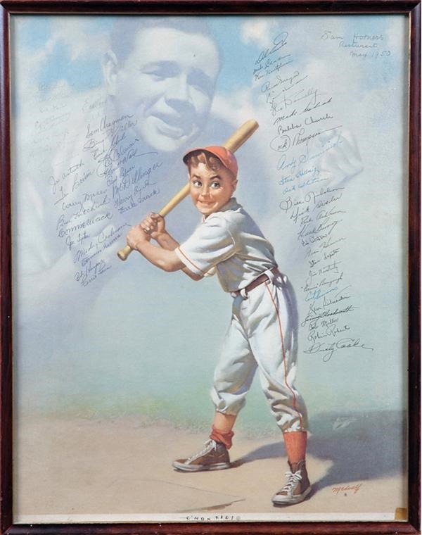 - 1950 Whiz Kids & Philadelphia Athletics Signed Medcalf Print (23" x 29")