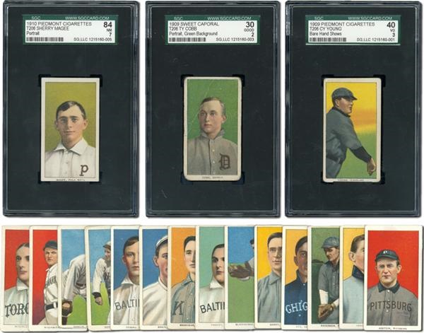 - Collection of (30) T206 Tobacco Cards, Including SGC Graded Young and Cobb Portrait Green Background