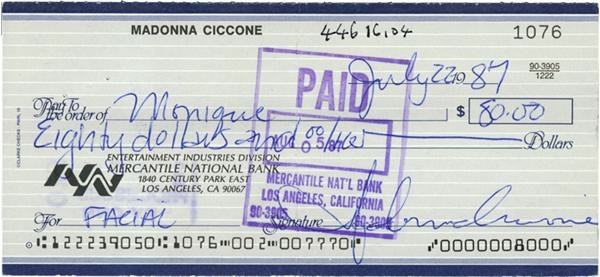 - Madonna Signed Check