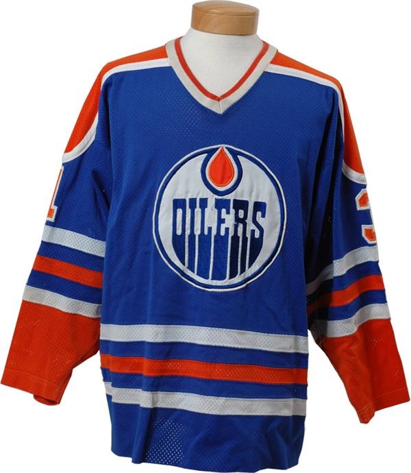 - Ed Mio Game Worn Edmonton Oilers Jersey