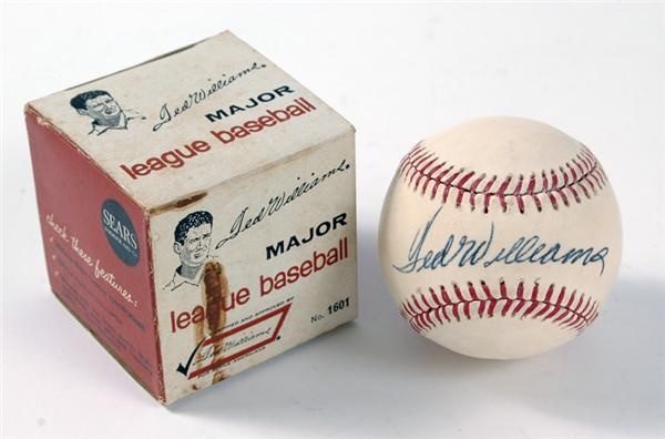 - Vintage Ted Williams Single Signed Baseball with Box