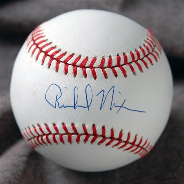 Single Signed Baseballs - Richard Nixon Single Signed Baseball