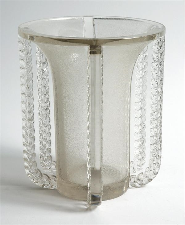 - 1936 Lalique High Art Deco Vase (10” tall)