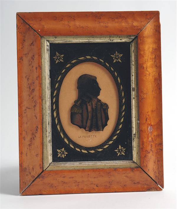 - Marquis de Lafayette Reverse on Glass Painted Silhouette