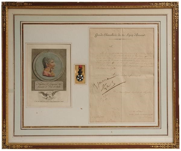 - Napoleon "Legion of Honor" Signed Document and Medal