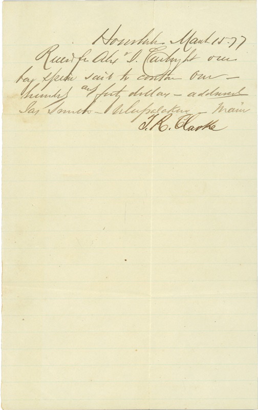 - 1877 Alexander Cartwright Signed Receipt