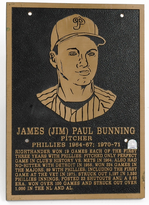 - Jim Bunning Hall of Fame Plaque from Veteran’s Stadium