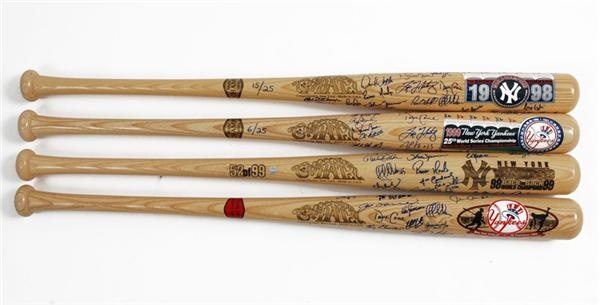 NY Yankees, Giants & Mets - New York Yankees Signed Bats Collection (4)