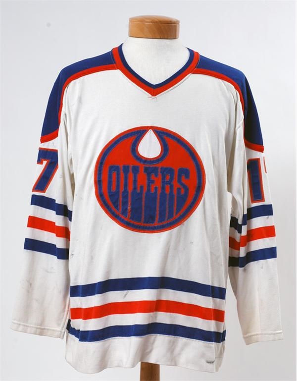 - 1977-78 Gary MacGregor WHA Edmonton Oilers Game Worn Jersey
