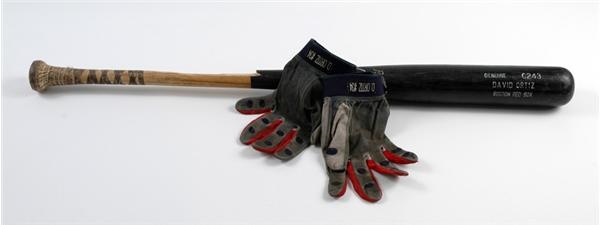 - 2004 David Ortiz Game Used Bat (34") and Batting Gloves