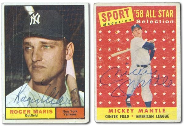 - 1958 Mantle and 1961 Maris Signed Topps Cards