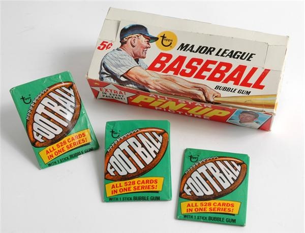 - 1967 Topps Baseball Display Box & 1974 Topps Football 2-Card Packs (3)