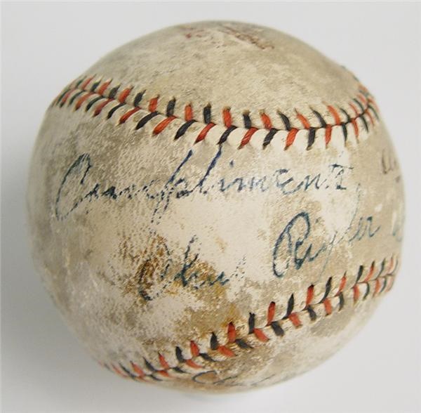 - 1918 Christy Mathewson and Umpire Cy Rigler Signed Baseball