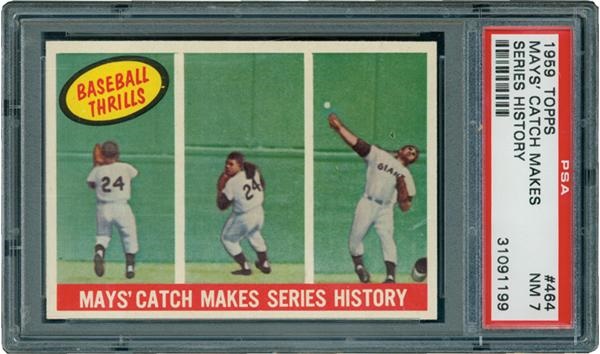 - 1959 Topps #484 Mays' Catch Makes Series History PSA 7 NRMT