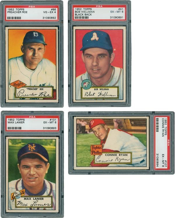 - 1952 Topps PSA Lot (4) With Preacher Roe