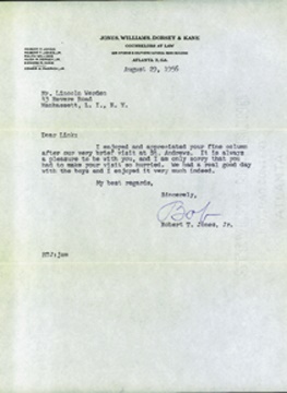 1956 Bobby Jones Signed Letter
