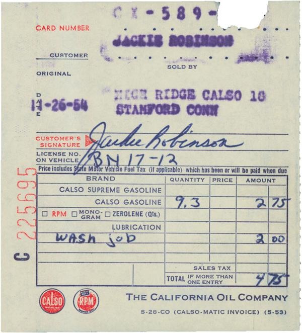 - Jackie Robinson Signed Credit Card Receipt