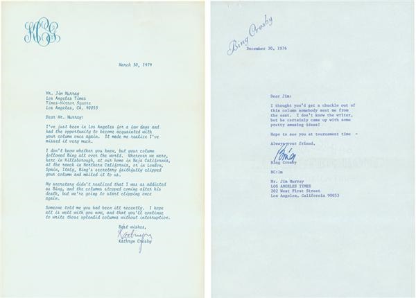 - Bing Crosby & Kathryn Crosby Signed Letters (2) with Personal Praise