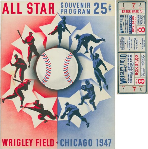 Memorabilia - 1947 Baseball All-Star Game Program & Full Ticket