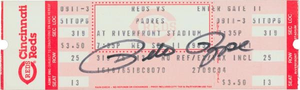 - Pete Rose Signed 9/11/85 Ticket