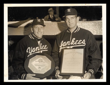 Mickey Mantle - 1957 Mantle & Larsen MVP Wire Photograph (7x9")