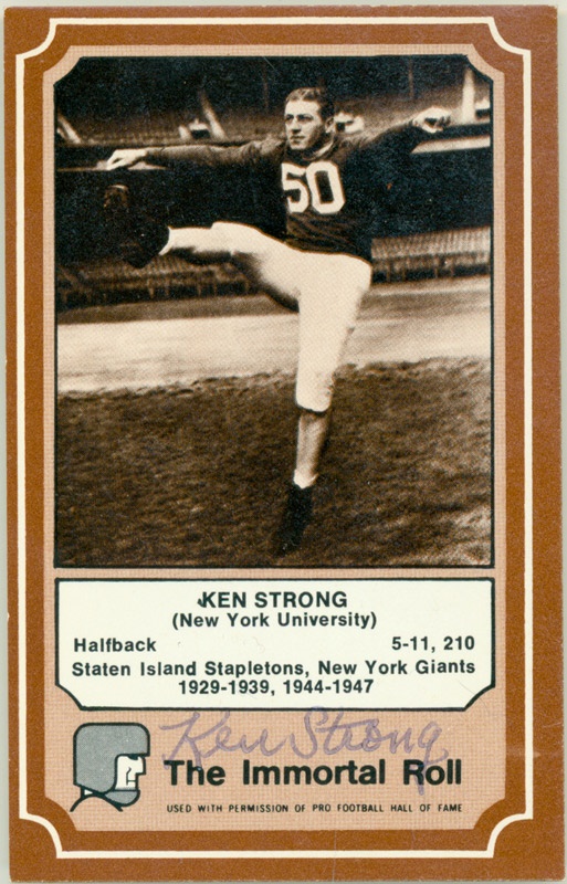 - Ken Strong Autographed HOF Trading Card
