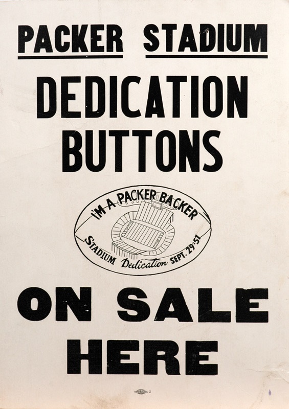 1957 Packer Stadium Cello Pin Advertising Poster