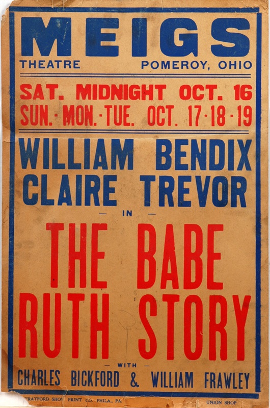 - The Babe Ruth Story Starring William Bendix Original Movie Theater Broadside