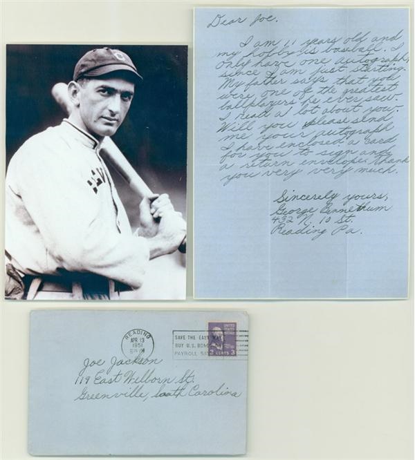 Memorabilia - Shoeless Joe Jackson Fan Mail Letter from 1950's