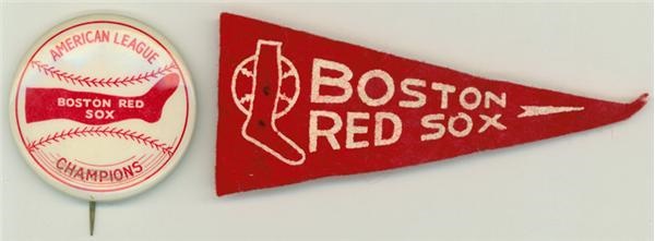 Memorabilia - 1946 Boston Red Sox  AL Champs Pin & Mini Felt Pennant