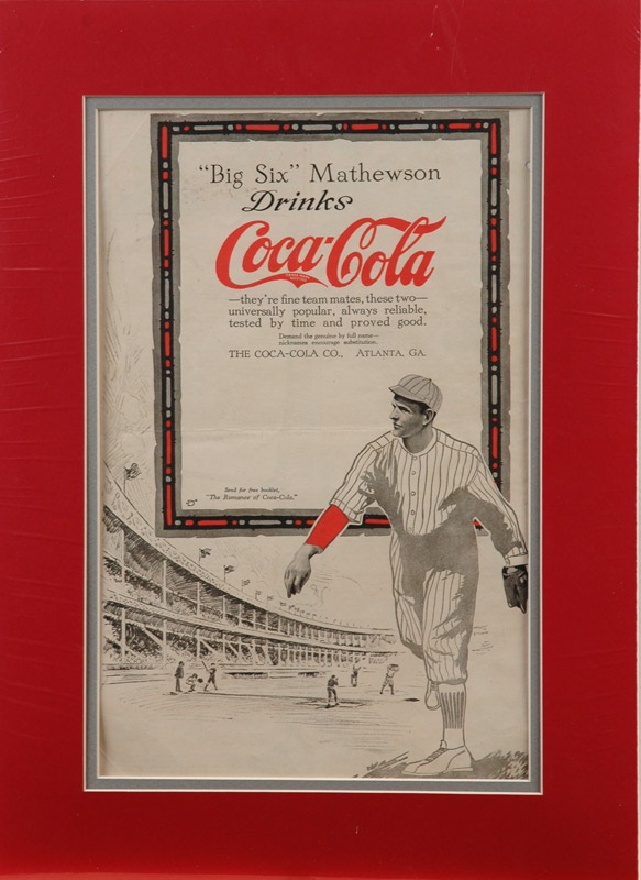 Memorabilia - Christy Mathewson 1912 Coca-Cola Advertising Poster (Matted)