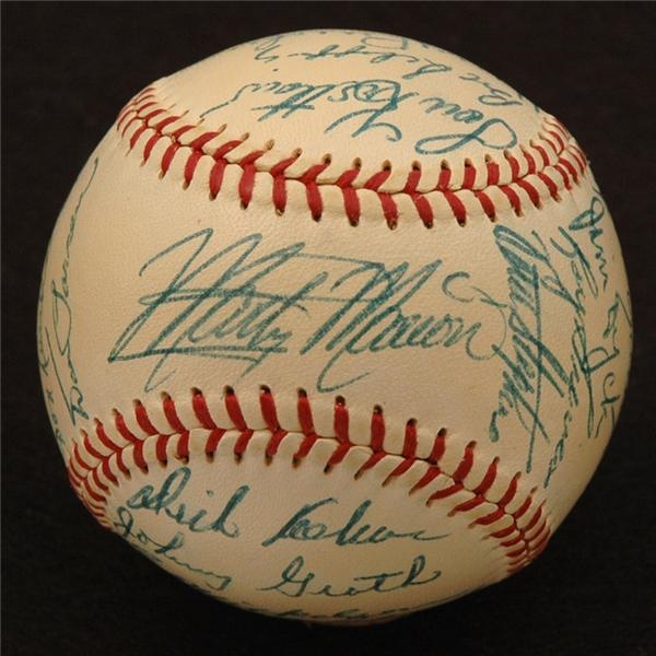 1953 St. Louis Browns Team Signed Baseball w/ Marty Marion on Sweet Spot