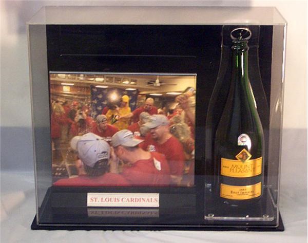 - 2004 NLCS Championship Photo & Champagne Bottle From Cardinals Locker Room