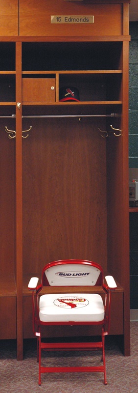 Home Field Advantage - Jim Edmonds Cardinals Locker Signed with Nameplate and Chair