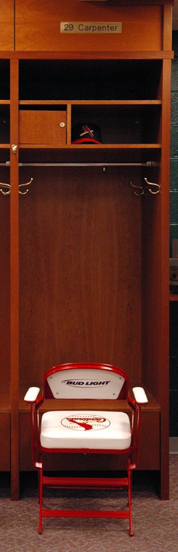 - 2005 Cy Young winner Chris Carpenter’s Cardinals Locker  Signed with Nameplate and Chair