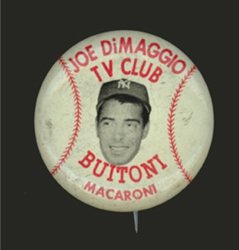 1952 Joe DiMaggio Advertising Pin (1.5" diam.)