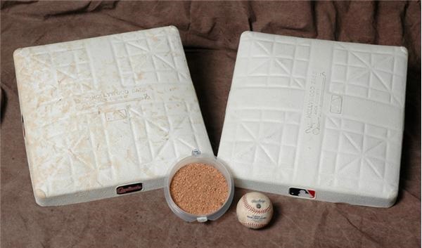 Two Game Used Bases, Game-Used Ball and Home Plate Area Dirt from  Ken Griffey Jr.’s 500th Home Run Game, 6/21/04