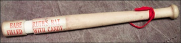 - Rare 1920's Babe Ruth Candy Container Advertising Bat (15.5" long)