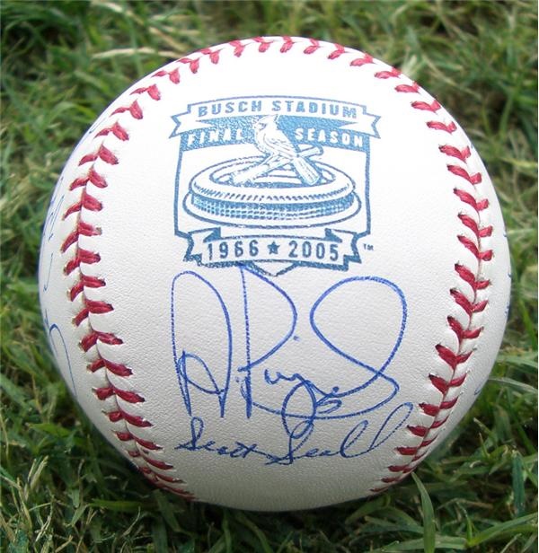 - Team Signed Baseball (Not Game Used) From The Last Regular Game Ever At Busch Stadium