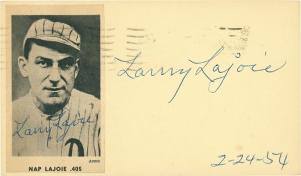 - Larry (Nap) Lajoie Twice Signed Government Postcard