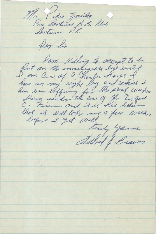 - Willard Brown Autographed Letter