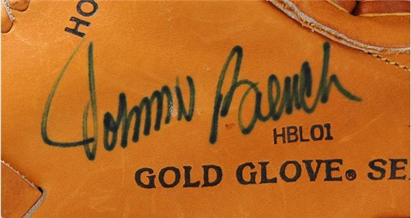 - Johnny Bench Signed Game Issued Glove