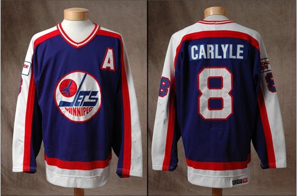- Late 1980’s Randy Carlyle Game Worn Jets Jersey