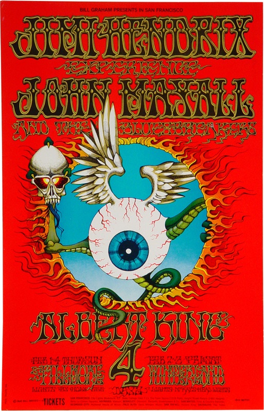 Rock Memorabilia - Jimi Hendrix Flying Eyeball Concert Poster