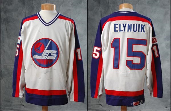 - 1988-89 Pat Elynuik Game Worn Jets Jersey