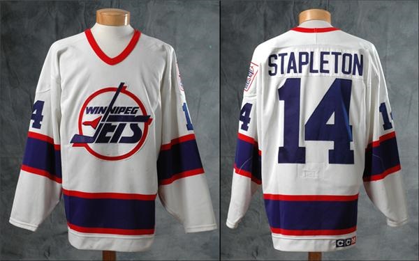 - 1995-96 Mike Stapleton Game Worn Jets Jersey